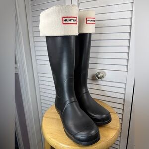 Hunter Womens Black Rubber Rain BOOTS Original Tall Size US7 EU38 Wft1000rma